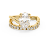 Oval Pave Curved Shank Lab Grown Diamond Engagement Ring