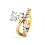 Oval Pave Curved Shank Lab Grown Diamond Engagement Ring