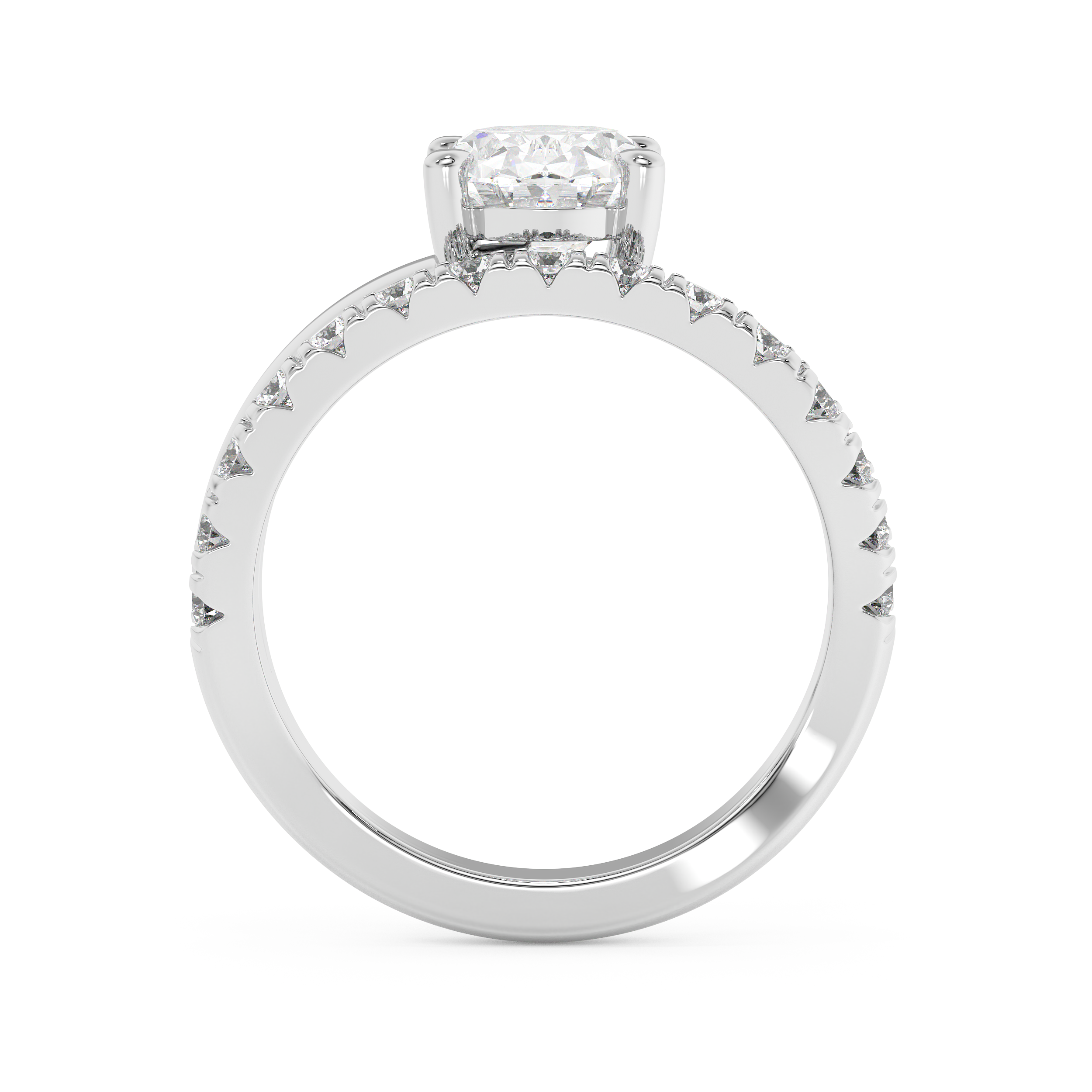 Oval Pave Curved Shank Lab Grown Diamond Engagement Ring