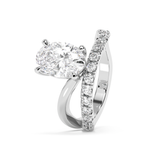 Oval Pave Curved Shank Lab Grown Diamond Engagement Ring