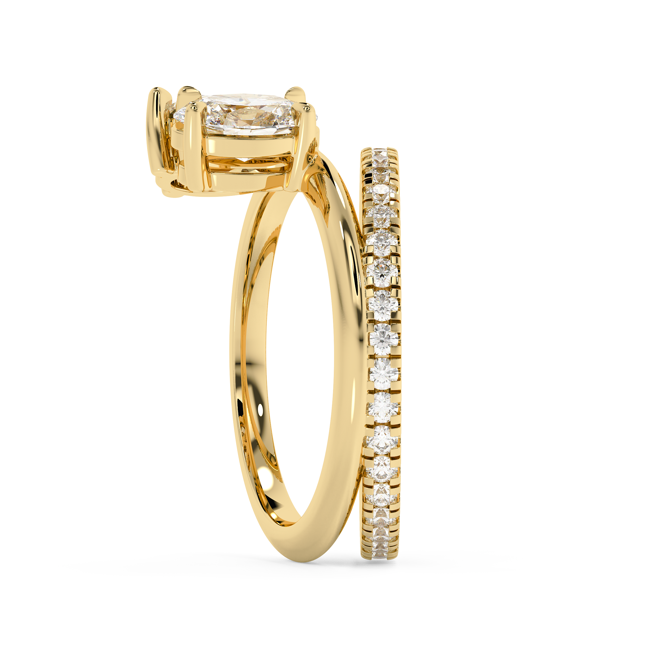 1.5 TCW Oval & Pear Toi Et Moi Pave Lab Grown Diamond Engagement Ring