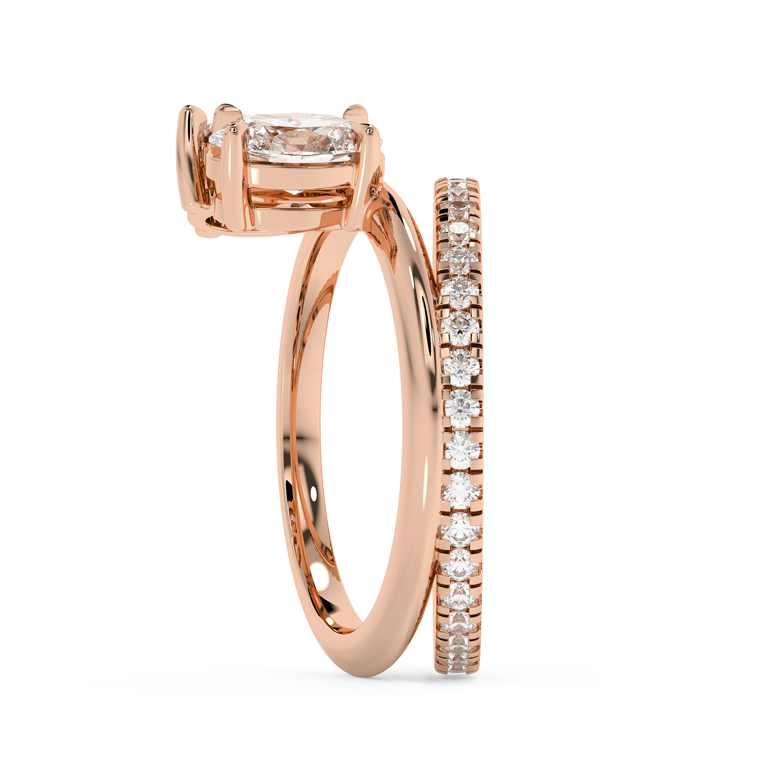1.5 TCW Oval & Pear Toi Et Moi Pave Lab Grown Diamond Engagement Ring