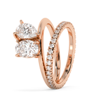 1.5 TCW Oval & Pear Toi Et Moi Pave Lab Grown Diamond Engagement Ring