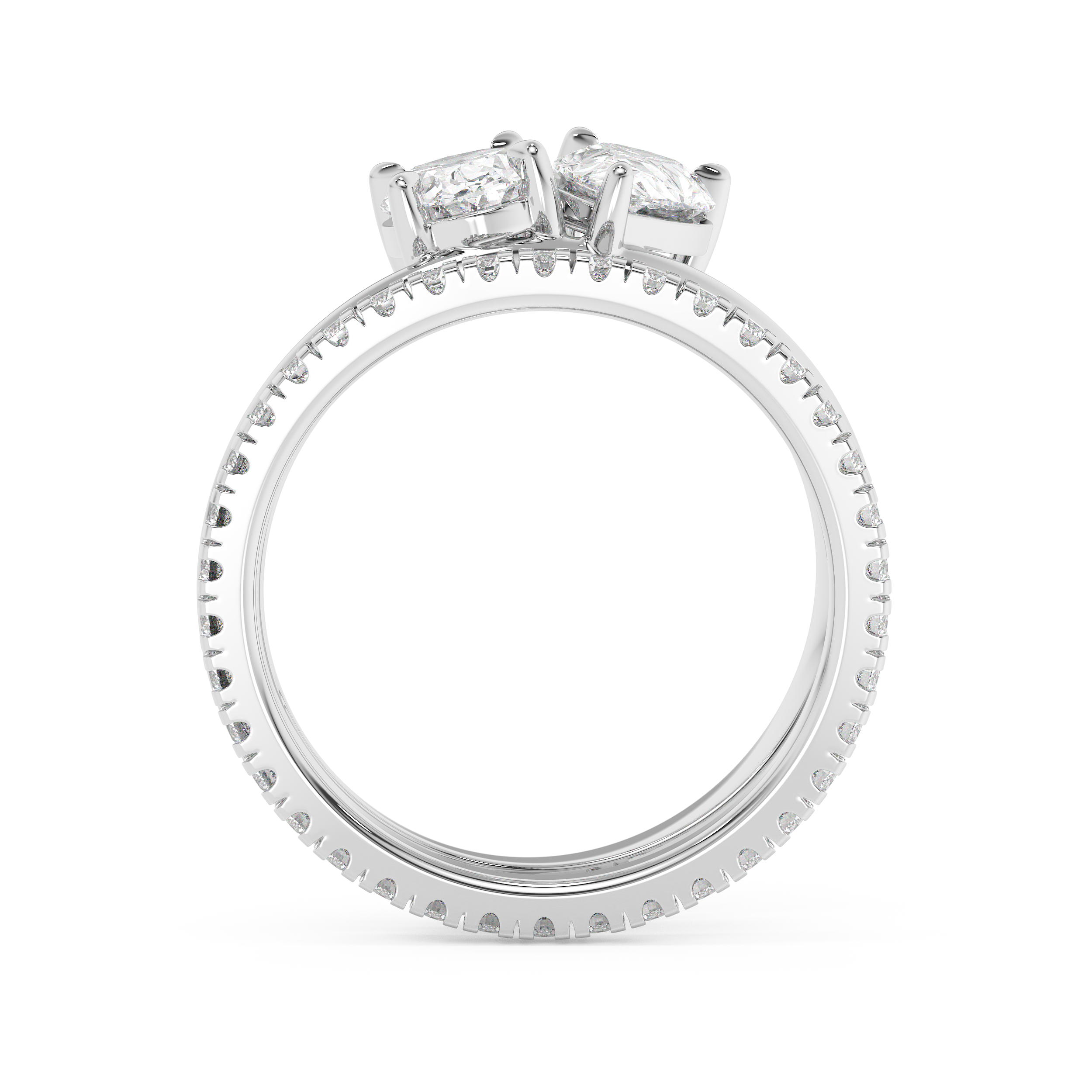 1.5 TCW Oval & Pear Toi Et Moi Pave Lab Grown Diamond Engagement Ring