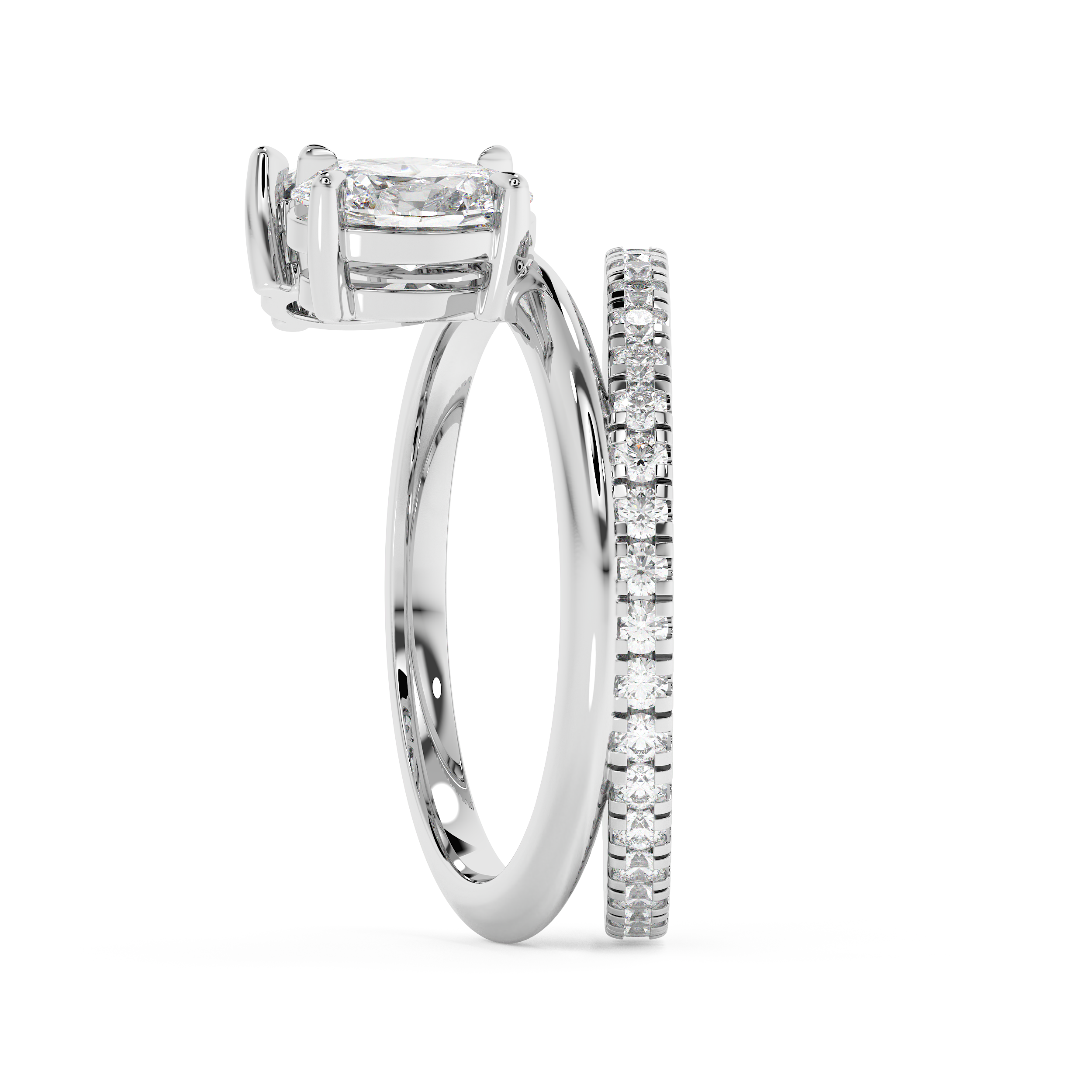 1.5 TCW Oval & Pear Toi Et Moi Pave Lab Grown Diamond Engagement Ring