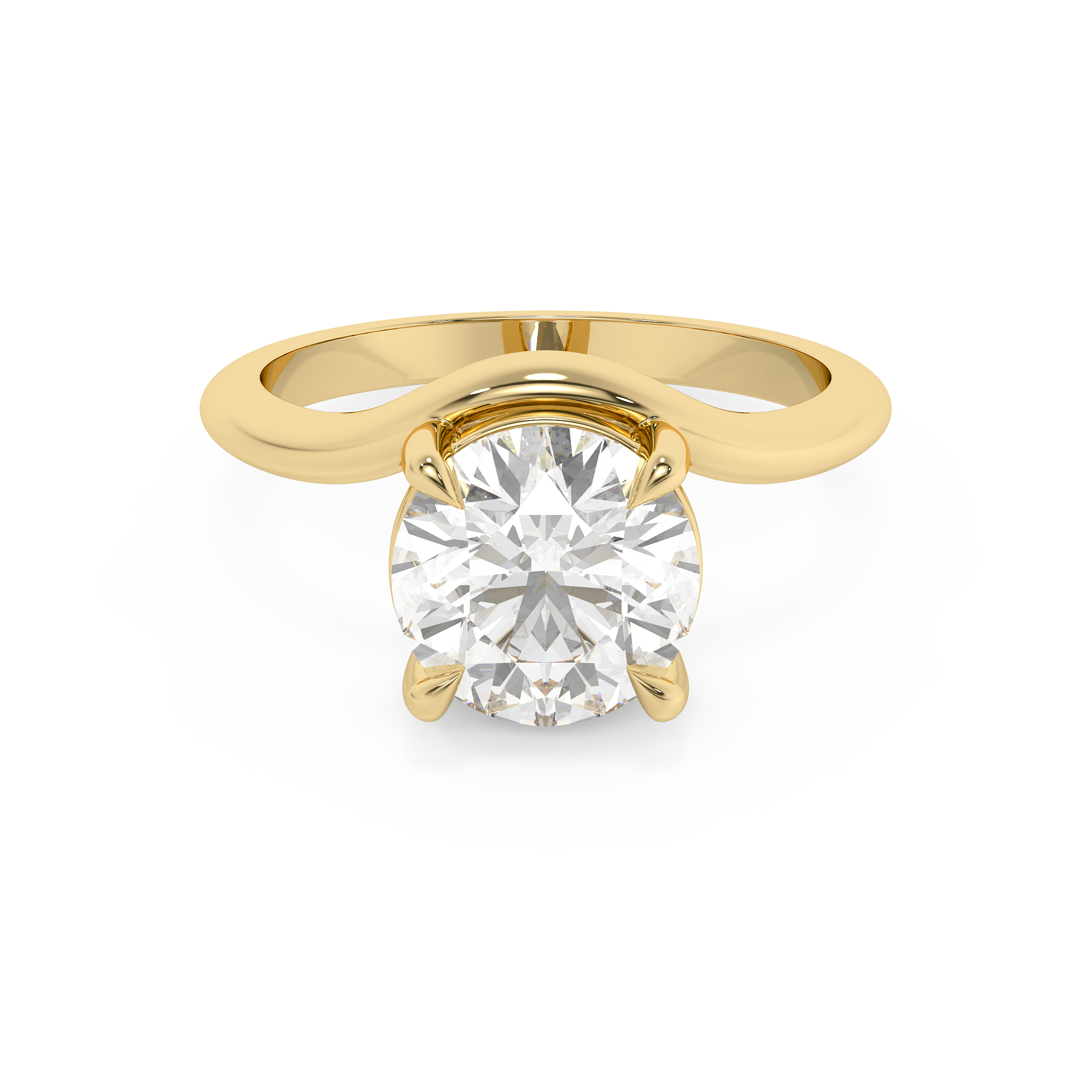 Round Solitaire Curved Shank Lab Grown Diamond Engagement Ring