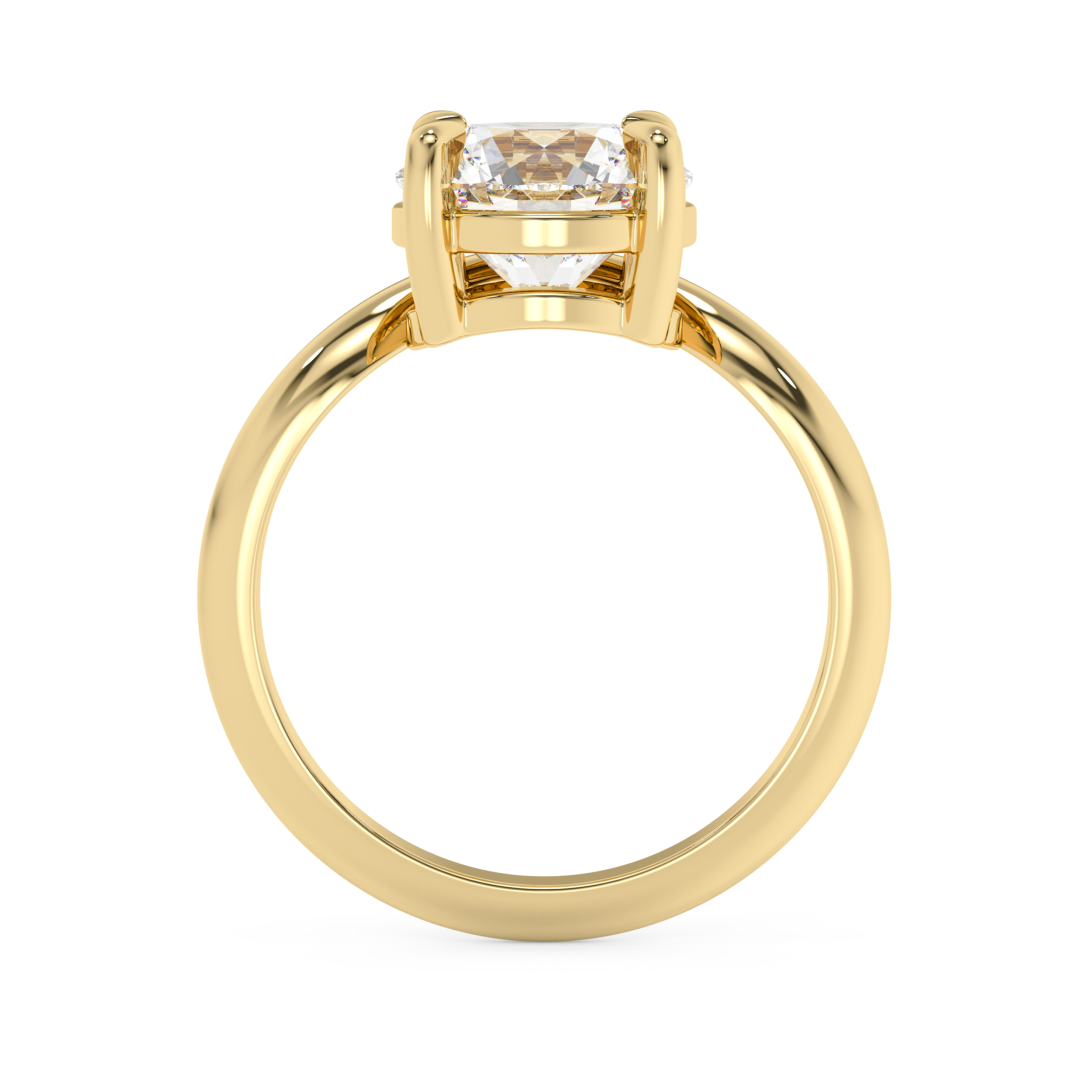 Round Solitaire Curved Shank Lab Grown Diamond Engagement Ring