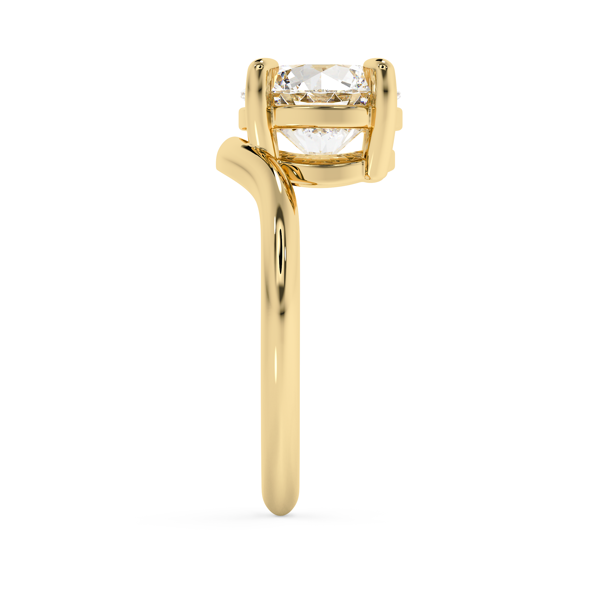 Round Solitaire Curved Shank Lab Grown Diamond Engagement Ring