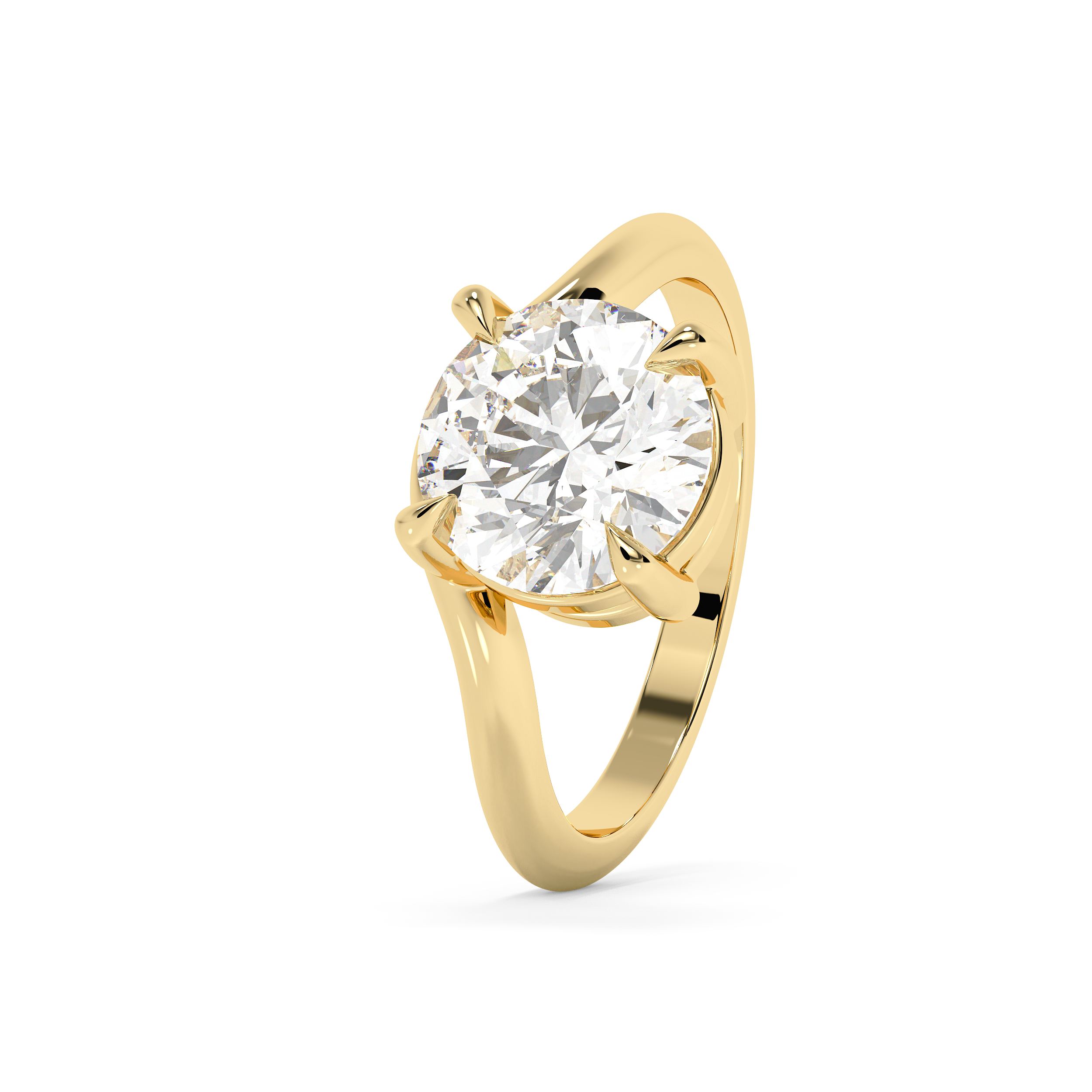 Round Solitaire Curved Shank Lab Grown Diamond Engagement Ring