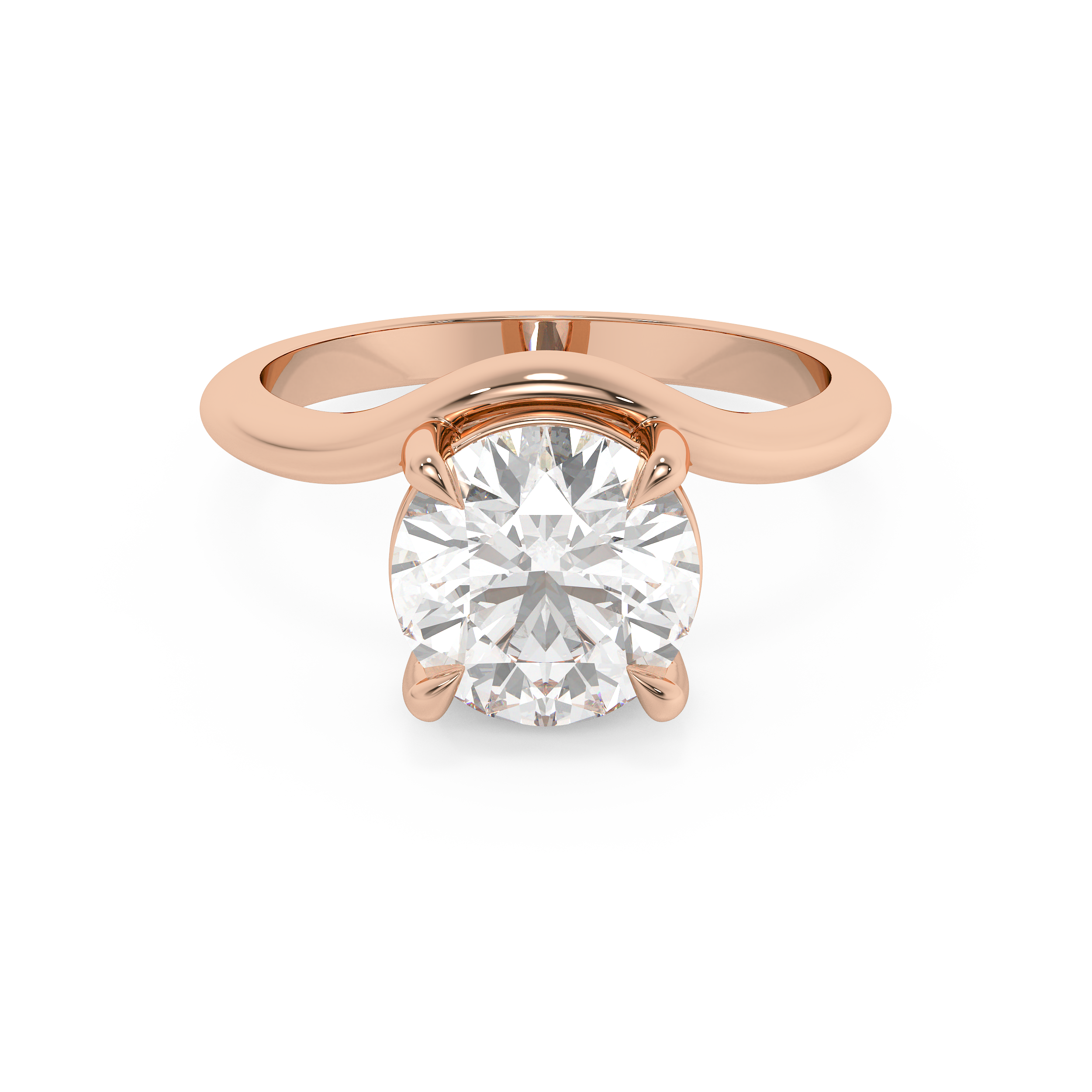 Round Solitaire Curved Shank Lab Grown Diamond Engagement Ring