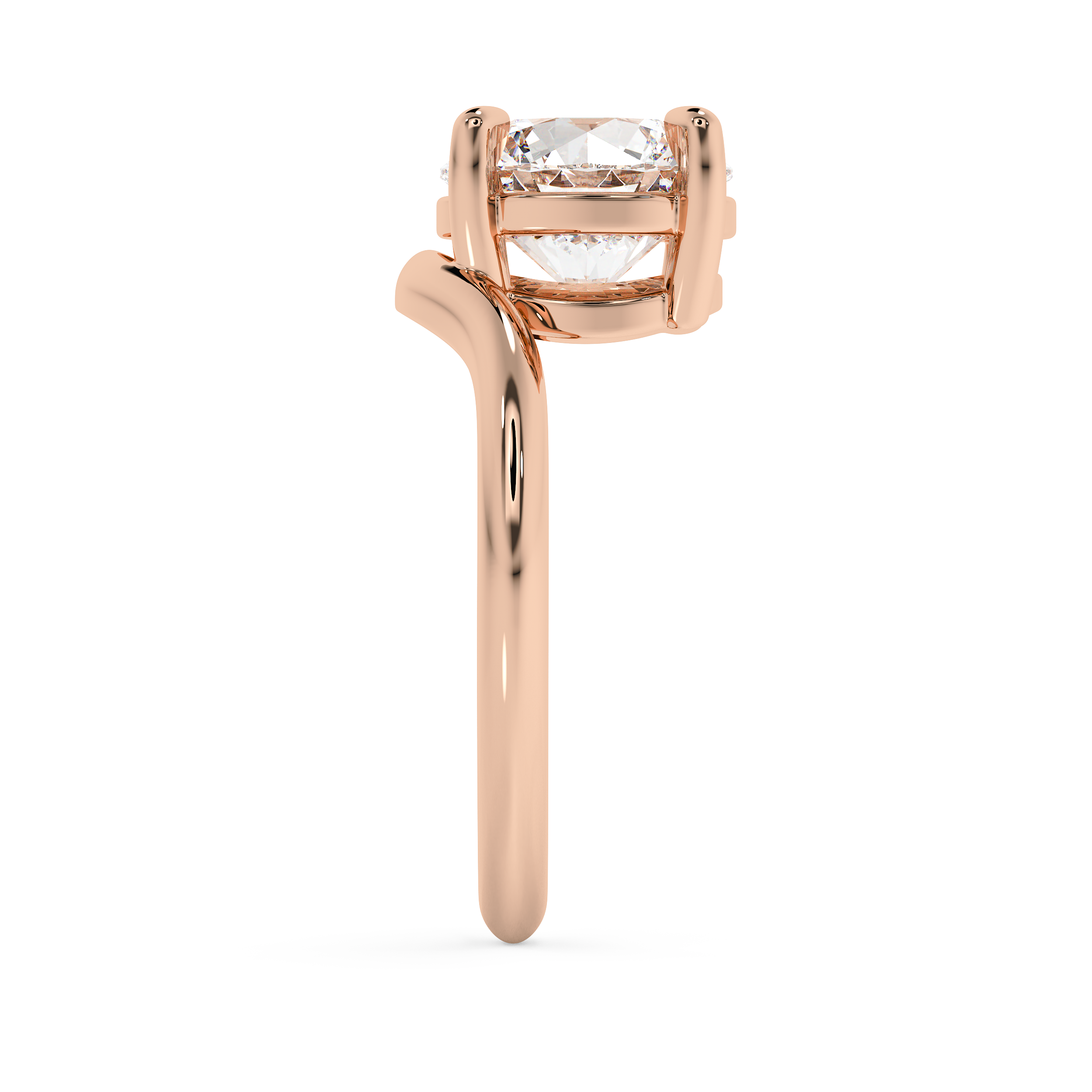 Round Solitaire Curved Shank Lab Grown Diamond Engagement Ring