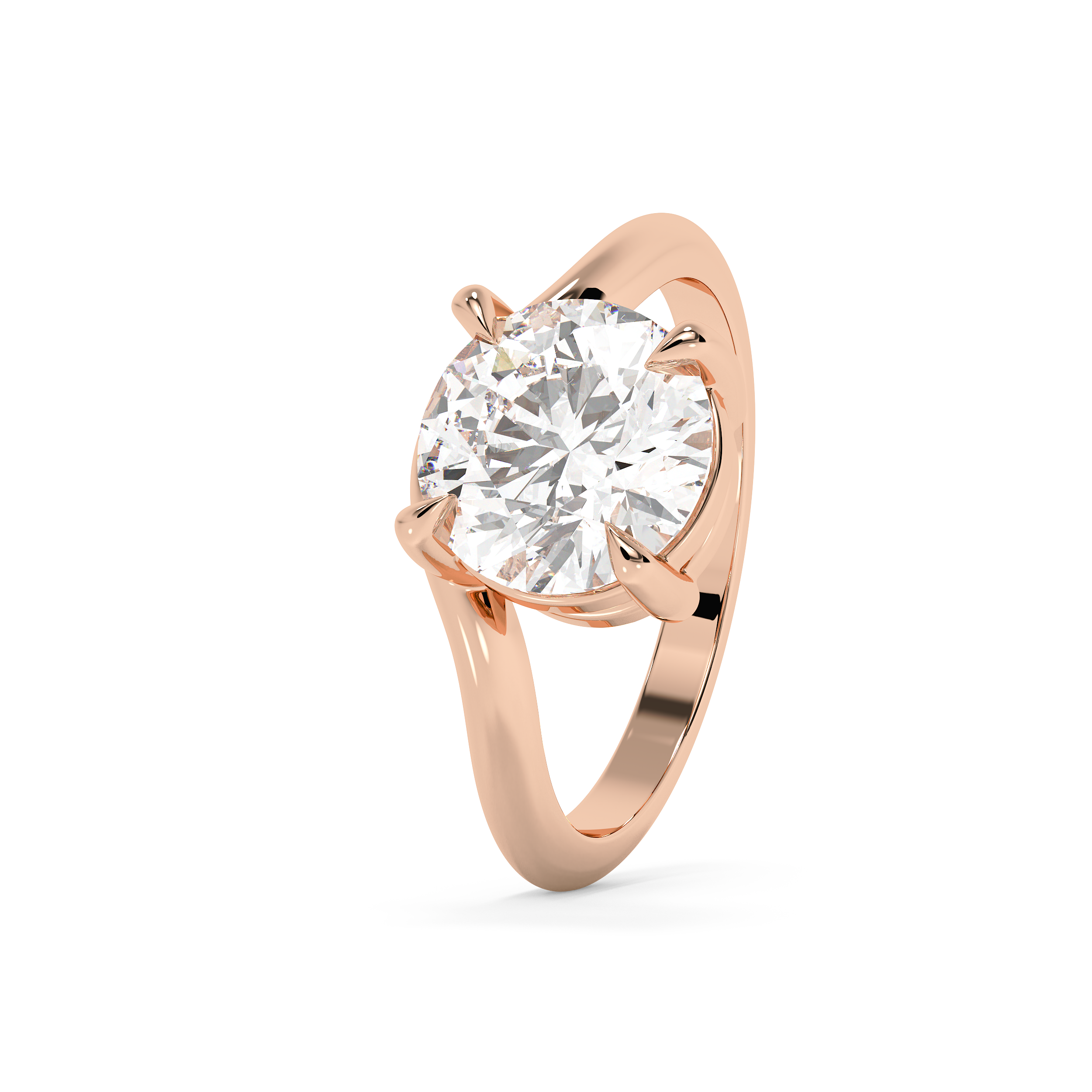 Round Solitaire Curved Shank Lab Grown Diamond Engagement Ring