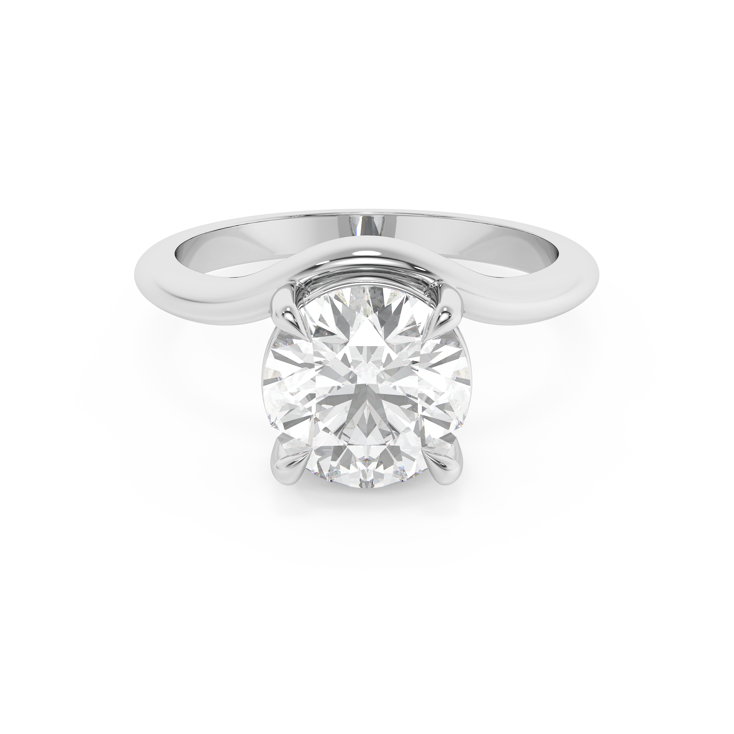 Round Solitaire Curved Shank Lab Grown Diamond Engagement Ring