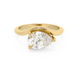 East West Pear Solitaire Curved Shank Lab Grown Diamond Engagement Ring