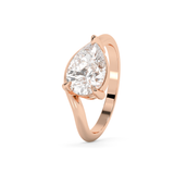 East West Pear Solitaire Curved Shank Lab Grown Diamond Engagement Ring