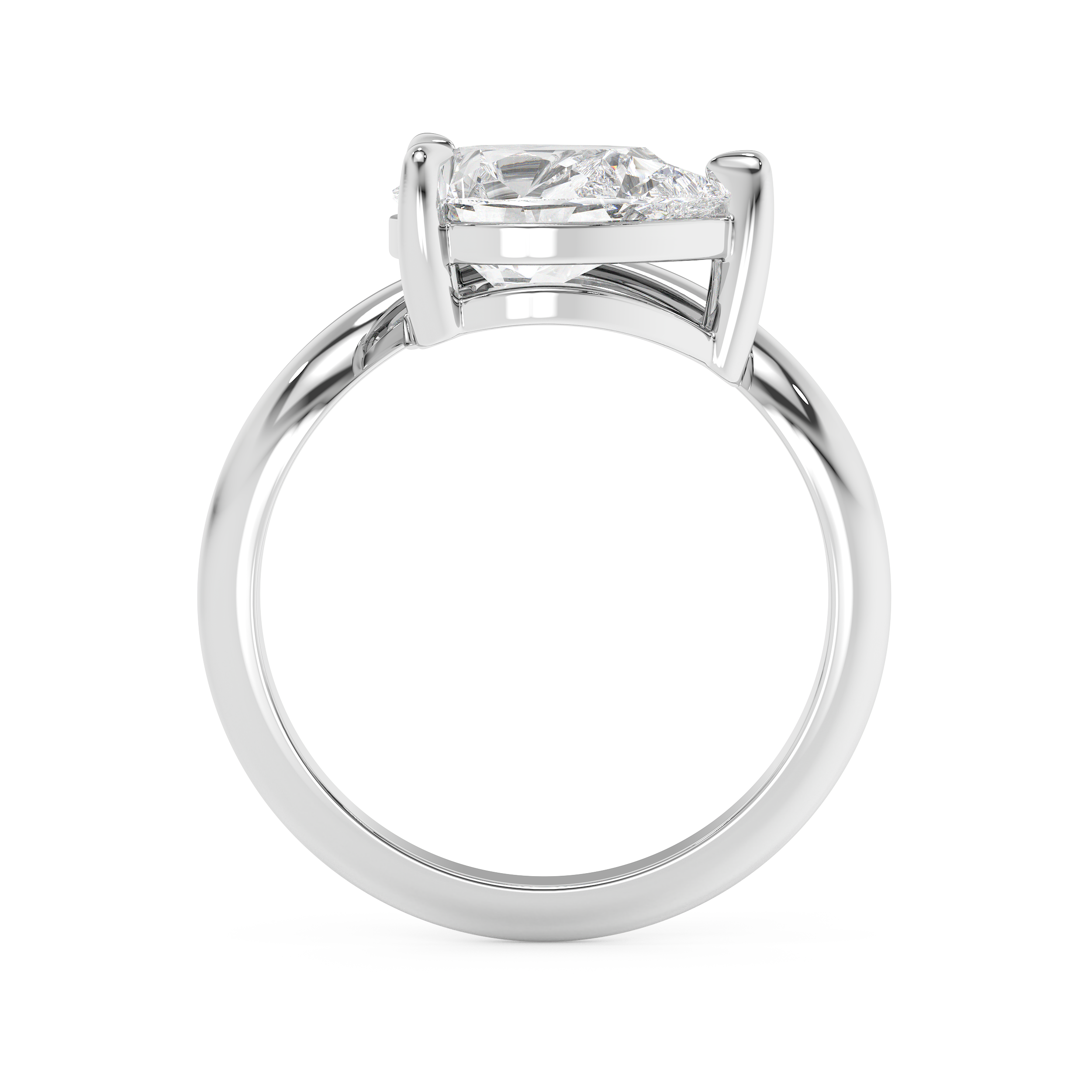 East West Pear Solitaire Curved Shank Lab Grown Diamond Engagement Ring
