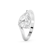 East West Pear Solitaire Curved Shank Lab Grown Diamond Engagement Ring