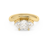 East West Marquise Solitaire Curved Shank Lab Grown Diamond Engagement Ring