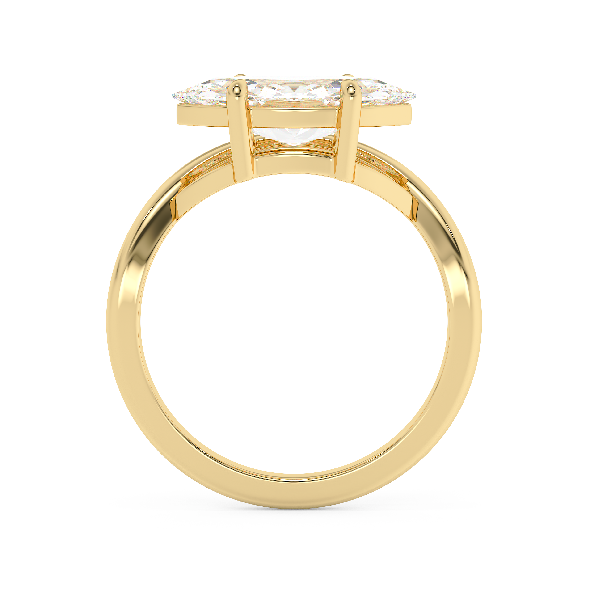 East West Marquise Solitaire Curved Shank Lab Grown Diamond Engagement Ring
