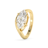 East West Marquise Solitaire Curved Shank Lab Grown Diamond Engagement Ring