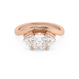 East West Marquise Solitaire Curved Shank Lab Grown Diamond Engagement Ring