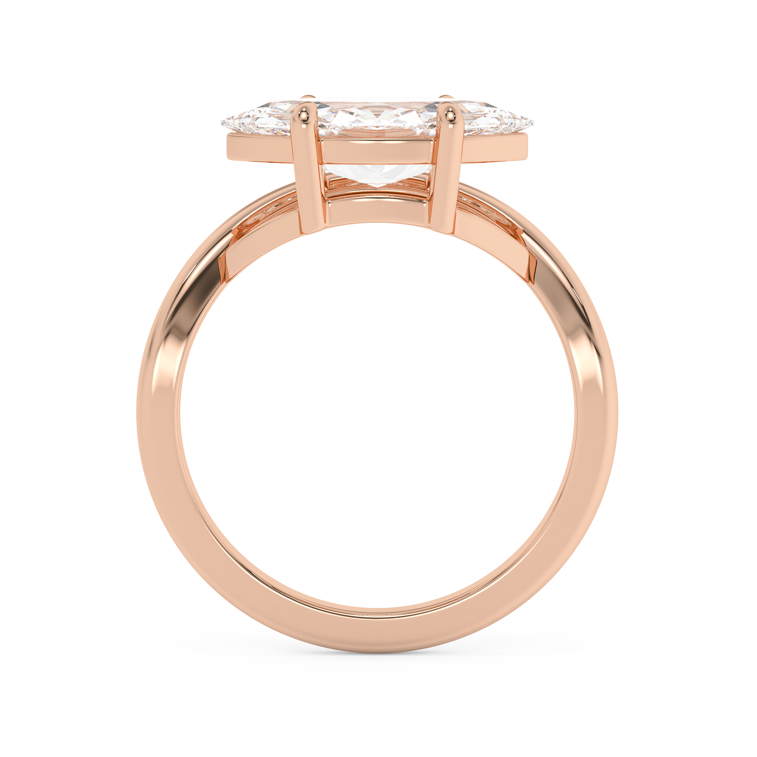 East West Marquise Solitaire Curved Shank Lab Grown Diamond Engagement Ring