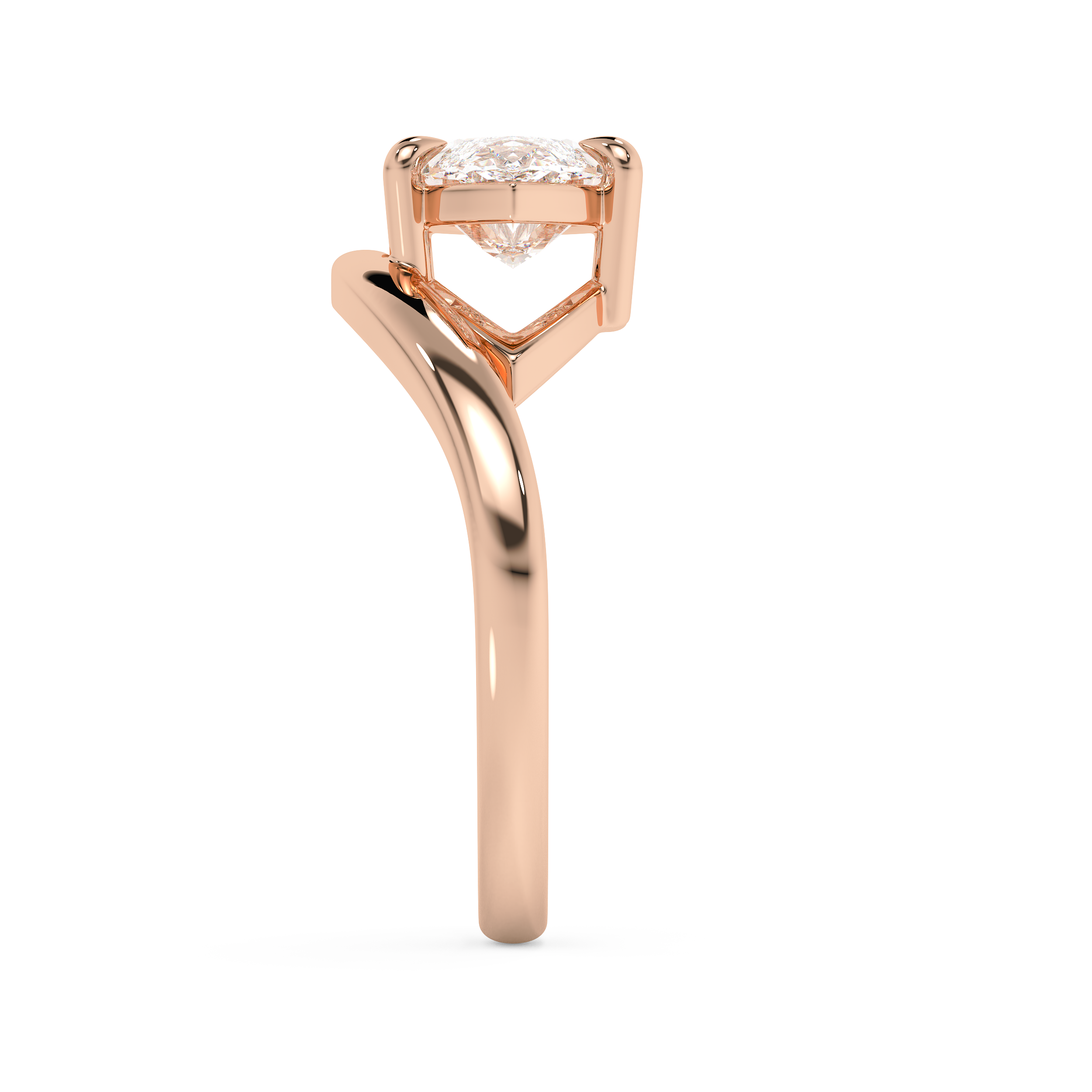 East West Marquise Solitaire Curved Shank Lab Grown Diamond Engagement Ring
