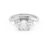 East West Marquise Solitaire Curved Shank Lab Grown Diamond Engagement Ring
