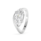East West Marquise Solitaire Curved Shank Lab Grown Diamond Engagement Ring