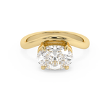East West Oval Solitaire Curved Shank Lab Grown Diamond Engagement Ring
