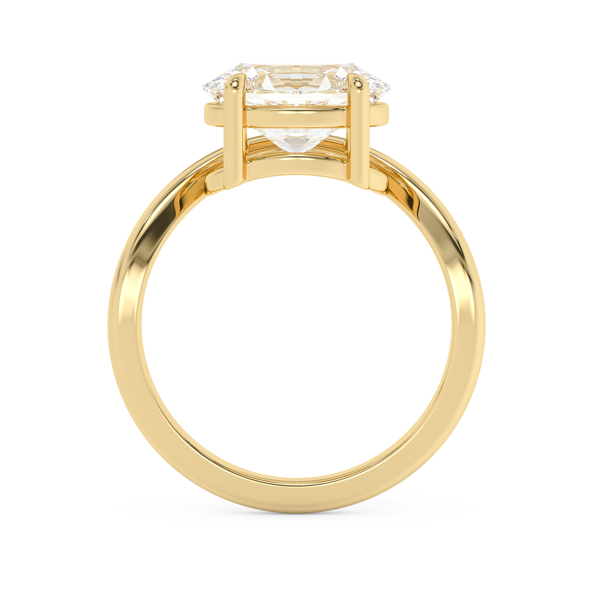 East West Oval Solitaire Curved Shank Lab Grown Diamond Engagement Ring