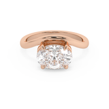 East West Oval Solitaire Curved Shank Lab Grown Diamond Engagement Ring