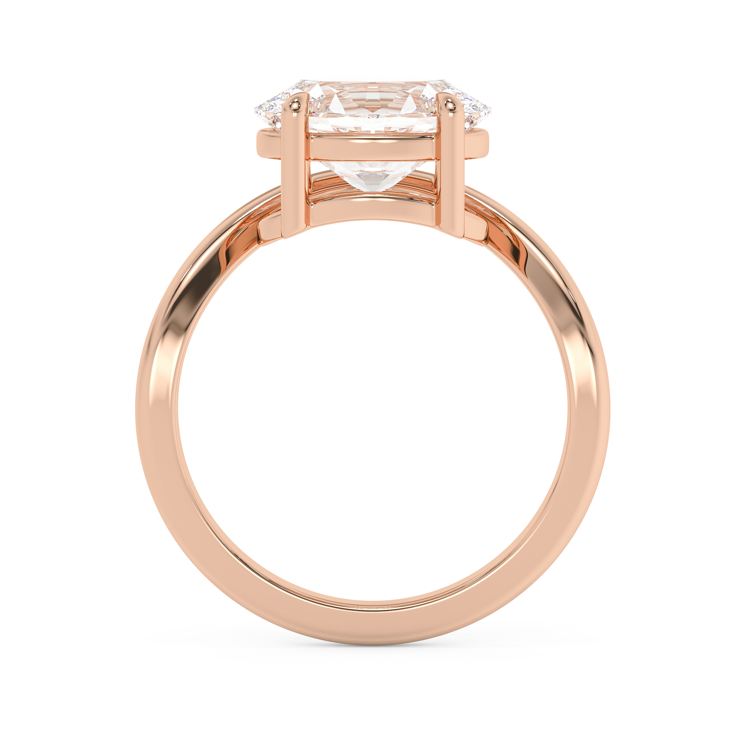 East West Oval Solitaire Curved Shank Lab Grown Diamond Engagement Ring
