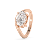East West Oval Solitaire Curved Shank Lab Grown Diamond Engagement Ring