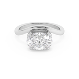 East West Oval Solitaire Curved Shank Lab Grown Diamond Engagement Ring