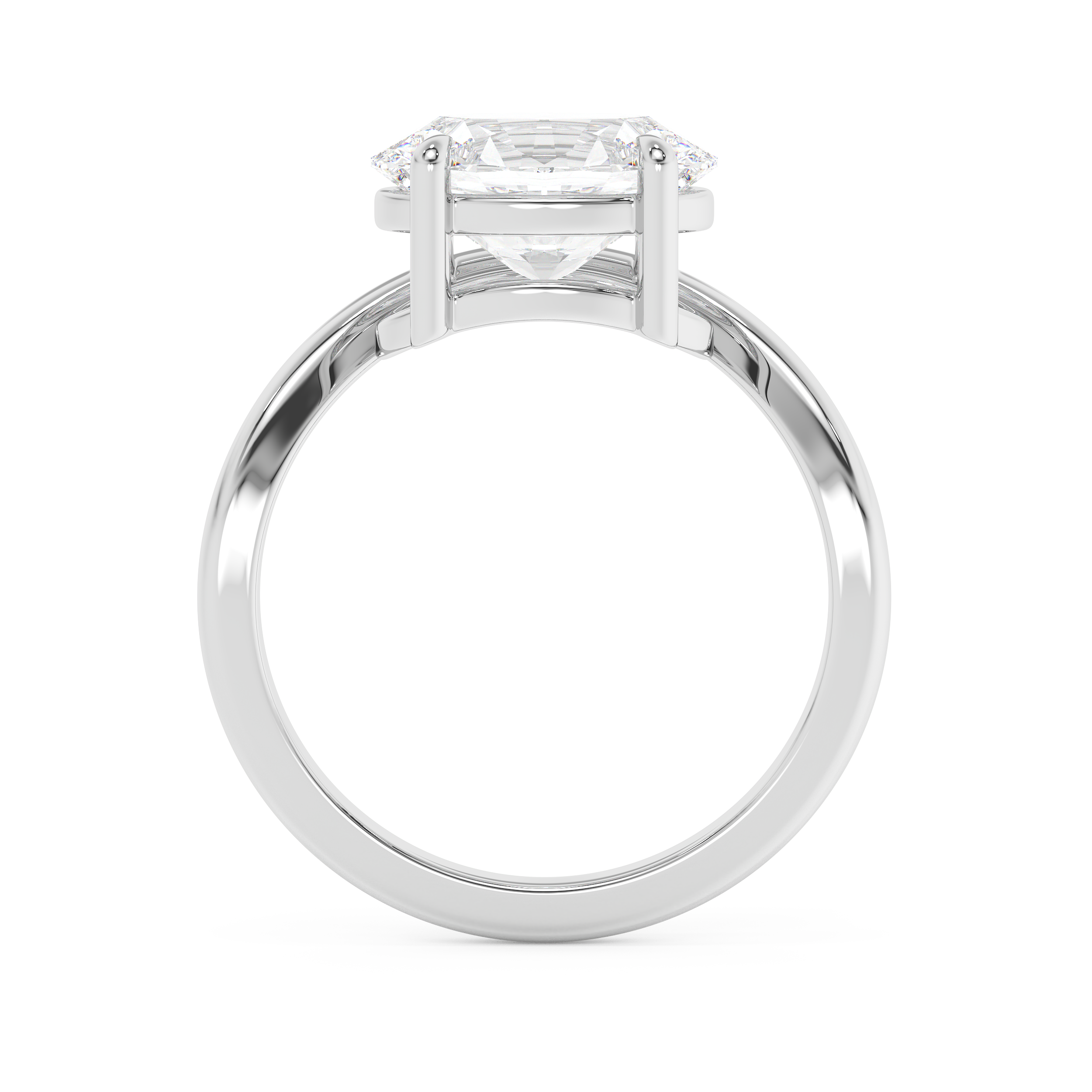 East West Oval Solitaire Curved Shank Lab Grown Diamond Engagement Ring