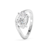 East West Oval Solitaire Curved Shank Lab Grown Diamond Engagement Ring