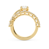 Oval Pave Curved Shank Lab Grown Diamond Engagement Ring