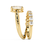 Oval Pave Curved Shank Lab Grown Diamond Engagement Ring