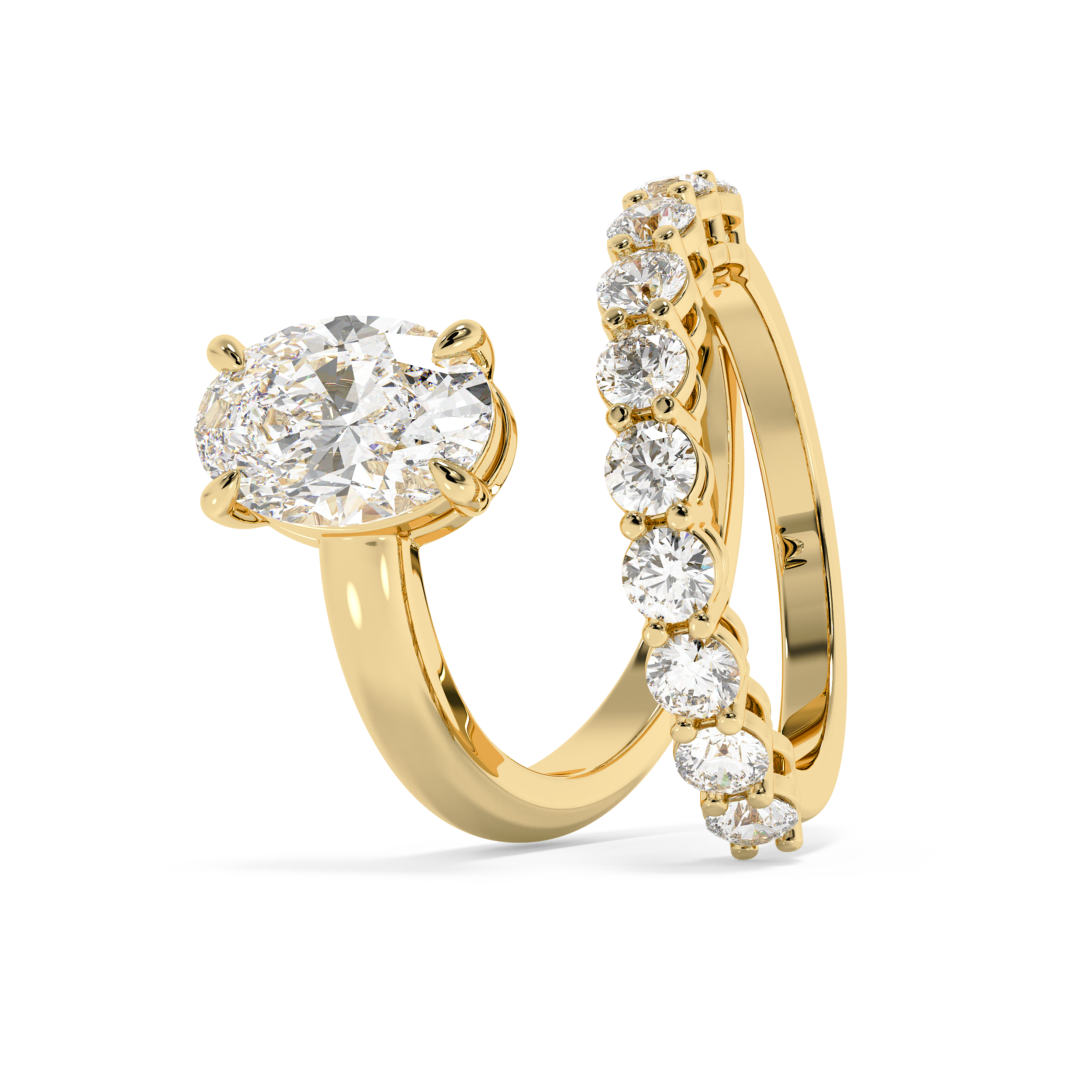 Oval Pave Curved Shank Lab Grown Diamond Engagement Ring