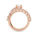 Oval Pave Curved Shank Lab Grown Diamond Engagement Ring