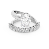 Oval Pave Curved Shank Lab Grown Diamond Engagement Ring