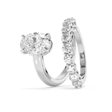 Oval Pave Curved Shank Lab Grown Diamond Engagement Ring