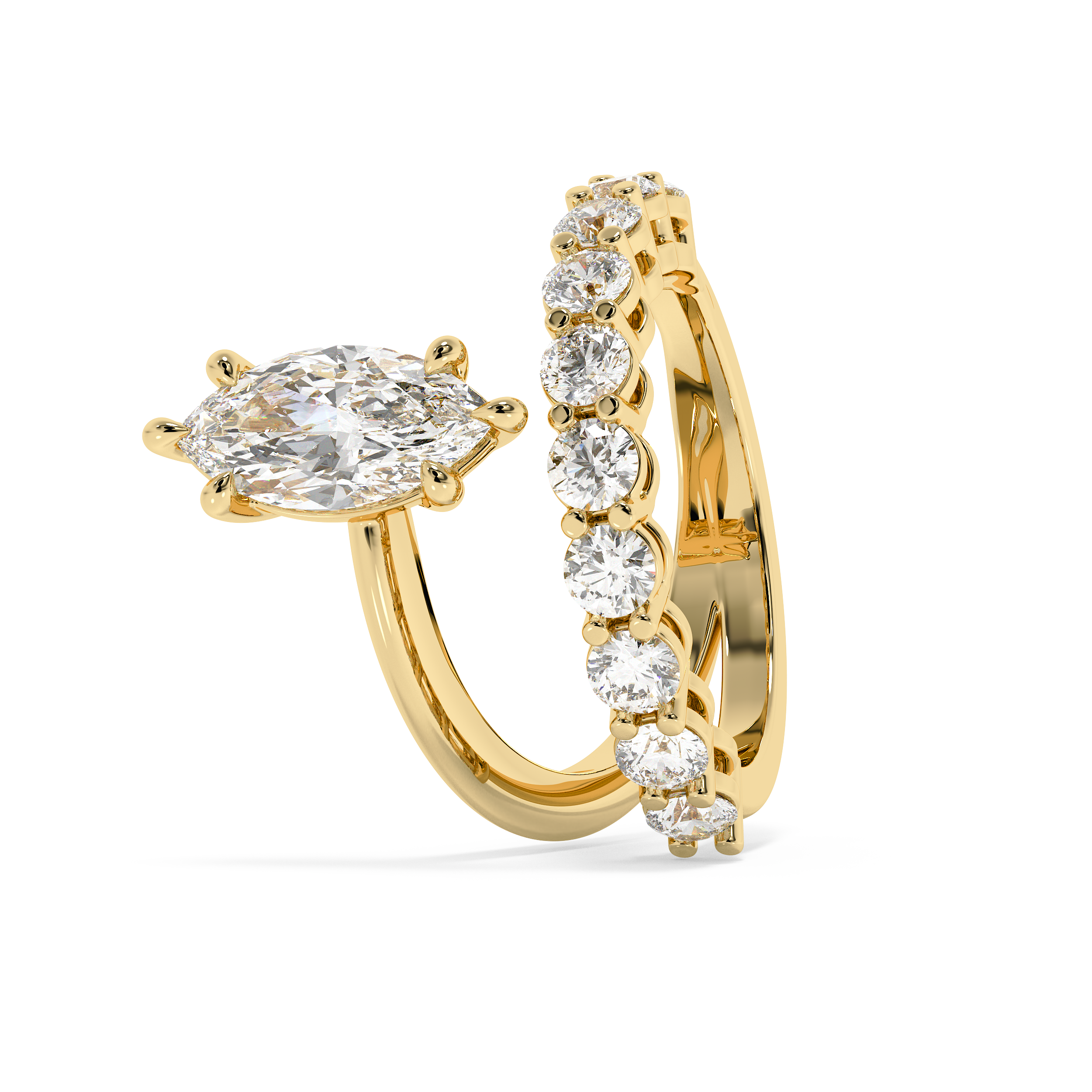 Marquise Pave Lab Grown Diamond Engagement Ring