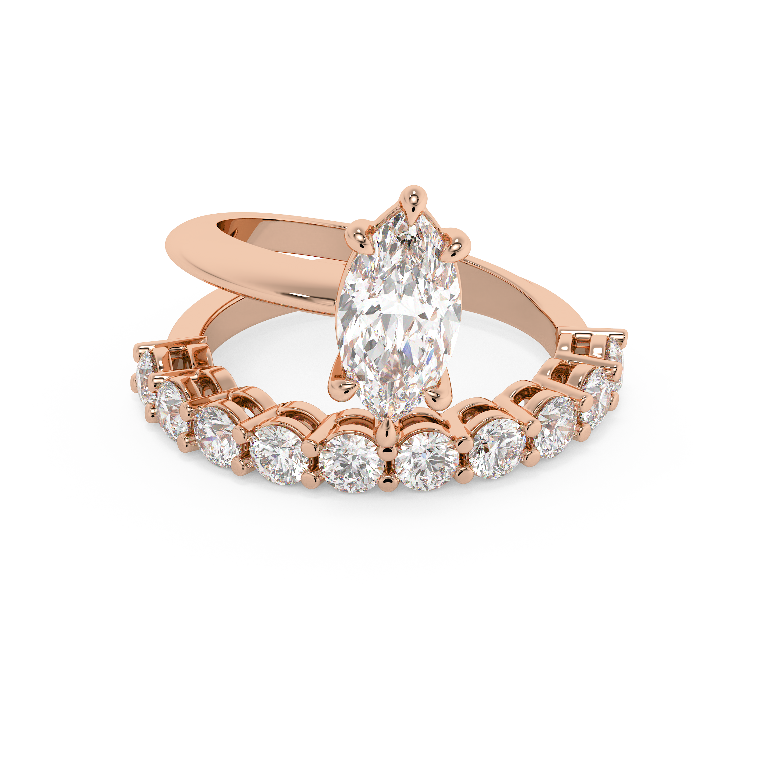 Marquise Pave Lab Grown Diamond Engagement Ring