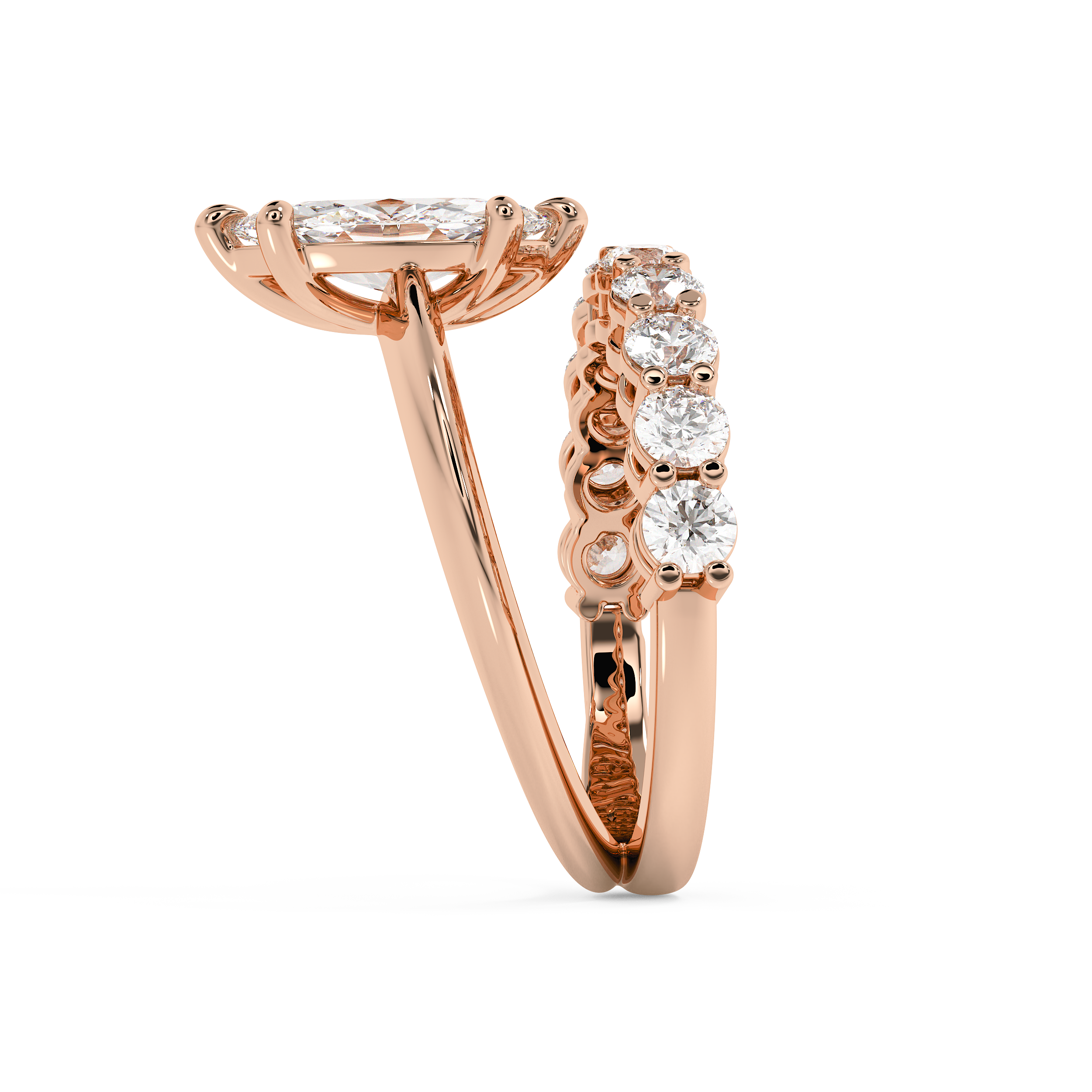 Marquise Pave Lab Grown Diamond Engagement Ring