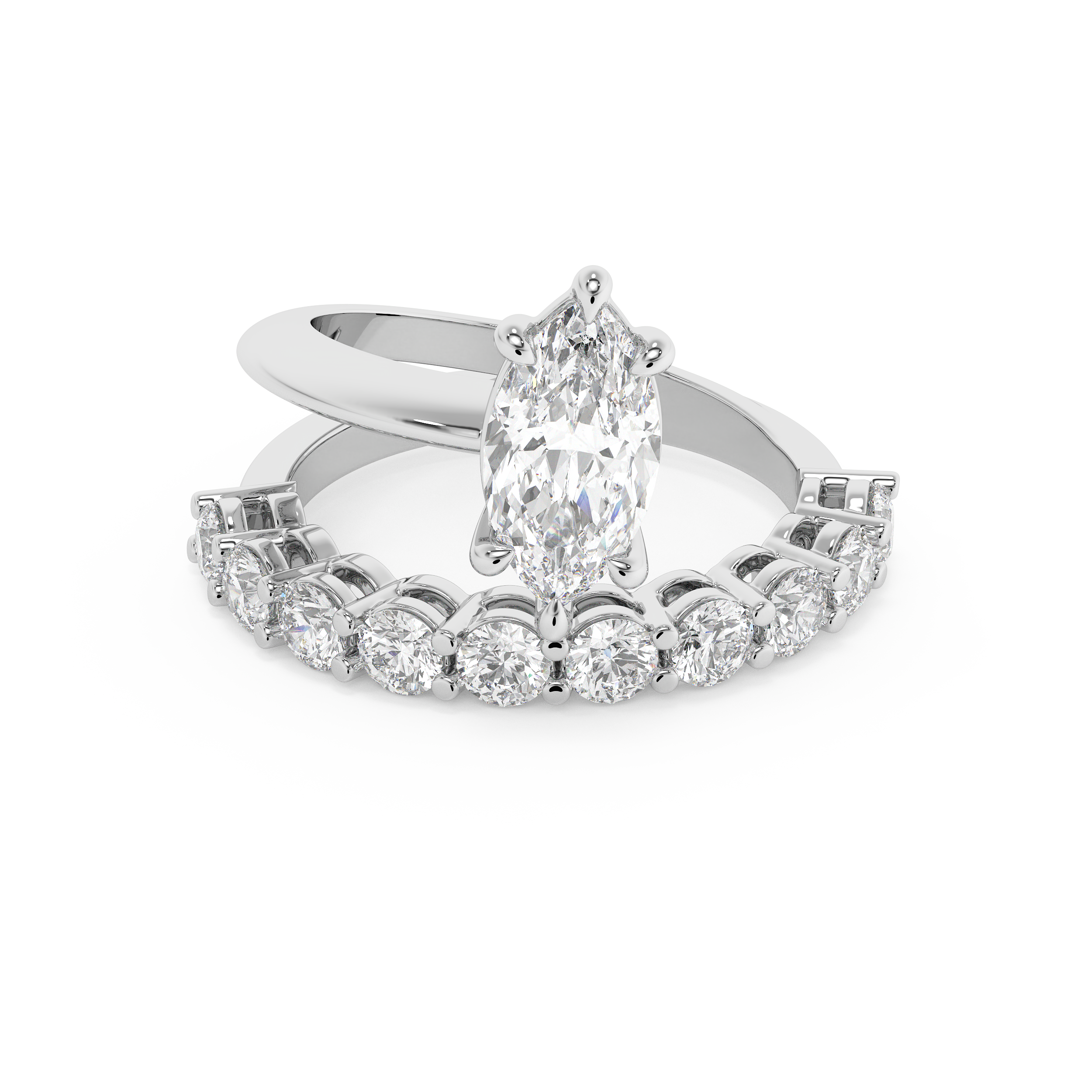 Marquise Pave Lab Grown Diamond Engagement Ring
