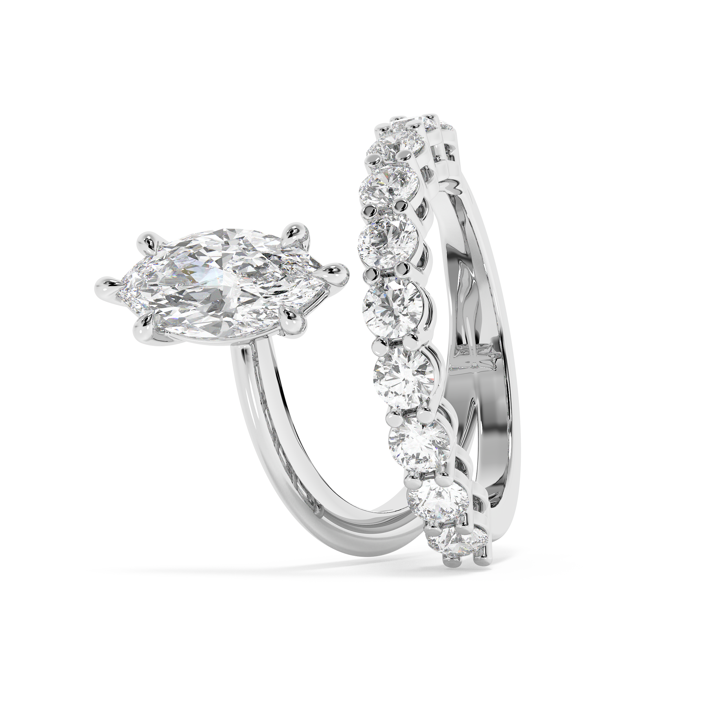 Marquise Pave Lab Grown Diamond Engagement Ring