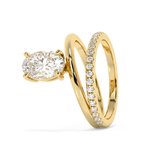 Oval Half Pave Double Shank Lab Grown Diamond Engagement Ring