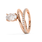 Oval Half Pave Double Shank Lab Grown Diamond Engagement Ring